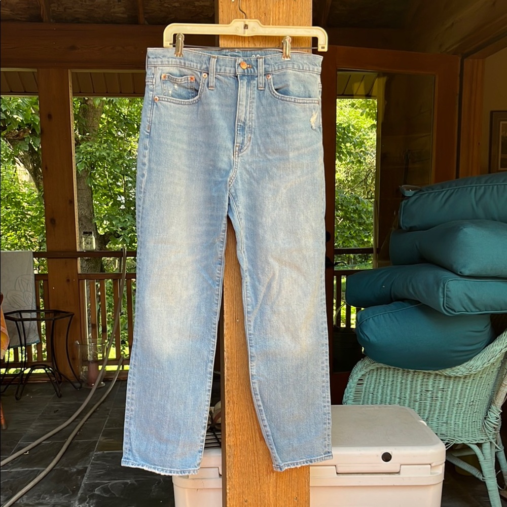 J. Crew Women's Boyfriend Jeans - Light Blue wash distressed at pockets like new